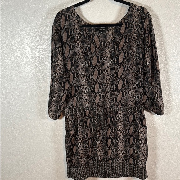 Tolani Neutral Mixed Reptile Snake Print Silk Mini Dress With Pockets Size Small - Picture 1 of 8